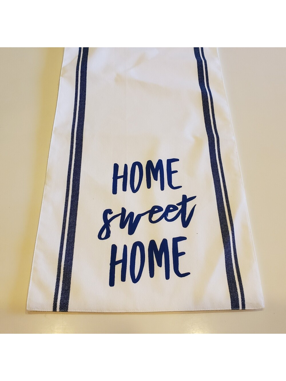 Home Sweet Home Table Runner White with Navy Blue Stripe 13x72 Hobby Lobby